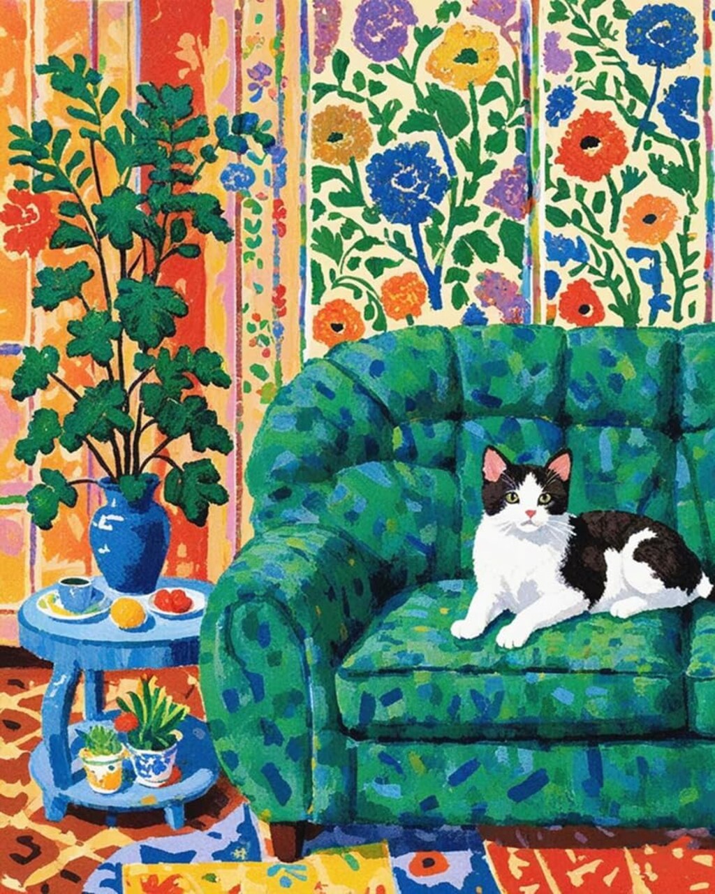 Paint By Number Cat Bathroom Canvas Kit for Adults & Beginners – DIY Acrylic Cat Painting Set for Home Wall Art Decor, 16x20 Inch (Frameless)